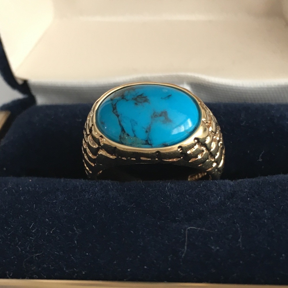 Turquoise gold plated sterling silver ring - Picture 5 of 11